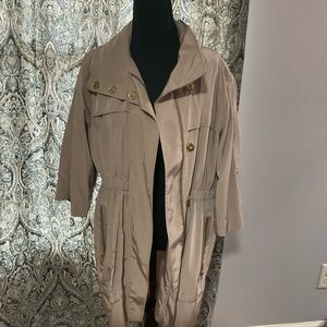 Ali Ro Beige Trench Coat with Gold Accents